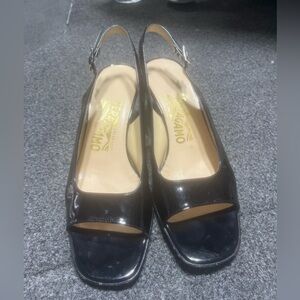 Salvatore Ferragamo Women's 7 1/2 patent leather sling backs